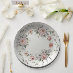 Elegante Wildblumen-Blumenmuster Sommerhochzeit Pappteller