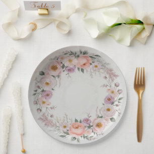 Elegante Wildblumen-Blumenmuster Sommerhochzeit Pappteller
