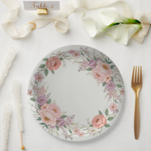Elegante Wildblumen Blumenmuster Sommerhochzeit Pappteller