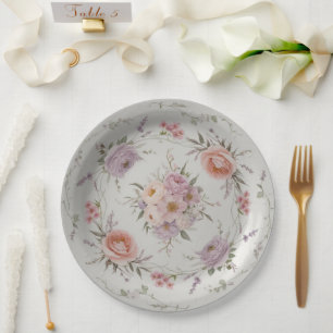 Elegante Wildblumen-Blumenmuster Sommerhochzeit Pappteller