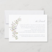 Elegante Wildblumen Blush Wedding Details Beilage
