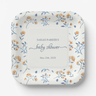 Elegante Wildblumen Boho Baby Shower Pappteller