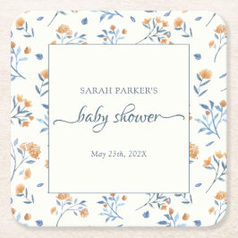 Elegante Wildblumen Boho Baby Shower Rechteckiger Pappuntersetzer