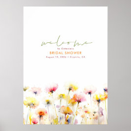 Elegante Wildblumen Boho Begrüßungszeichen Poster