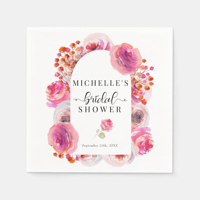Elegante Wildblumen | Boho Brautparty Serviette (Vorderseite)