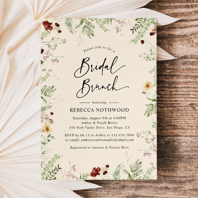Elegante Wildblumen Boho Bridal Brunch Einladung (Von Creator hochgeladen)