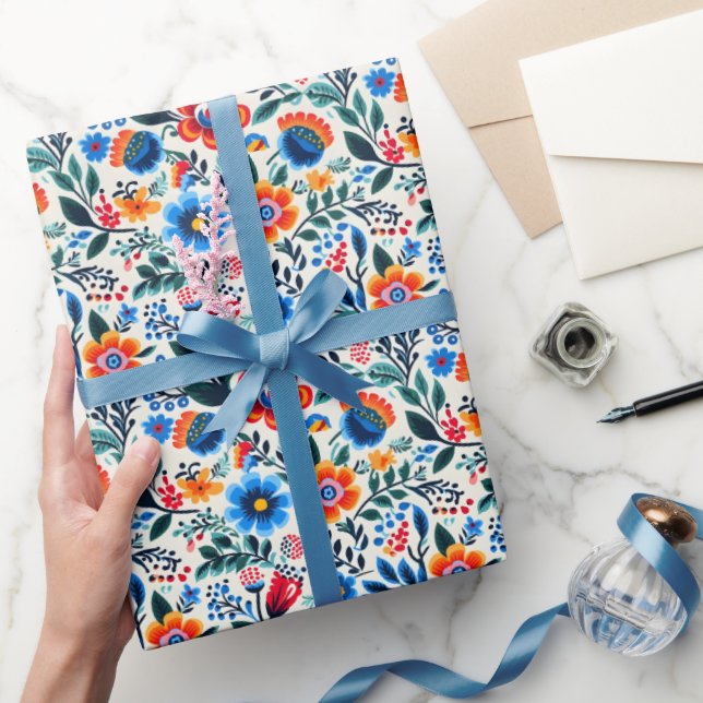 Elegante Wildblumen Botanisches Muster Geschenkpapier (Schenken)