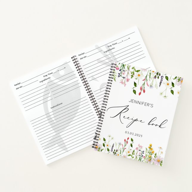 Elegante Wildblumen Brautparty Rezept Buch (Innenseite)