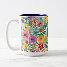 Elegante Wildblumen, floral & botanisch Zweifarbige Tasse