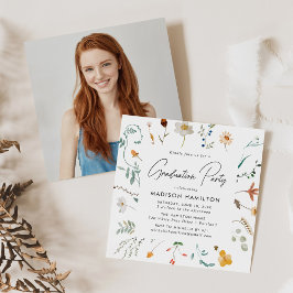 Elegante Wildblumen Foto Graduation Party Einladung