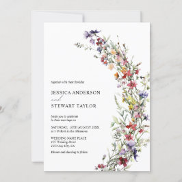 Elegante Wildblumen Foto Hochzeit Einladung