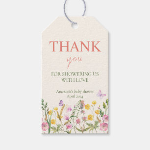 Elegante Wildblumen-Frühlings-Baby-Shower-Dankesch Geschenkanhänger