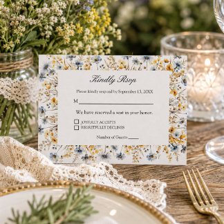 Elegante Wildblumen-Gartenhochzeit RSVP Karte
