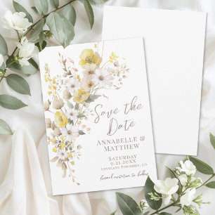 Elegante Wildblumen Gelbe Blumen Hochzeit Save The Date