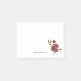 Elegante Wildblumen Herbst Braun Wasserfarbe Post-it Klebezettel