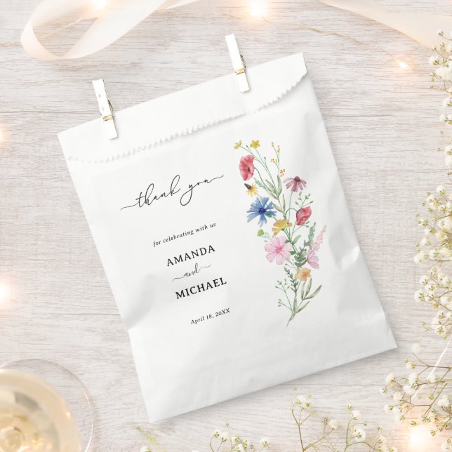 Elegante Wildblumen Hochzeit Danke Geschenktütchen (Ausgeschnitten)