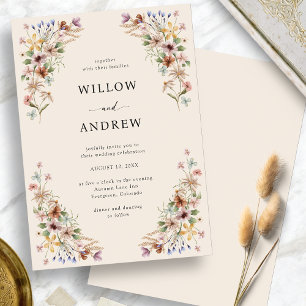 Elegante Wildblumen-Hochzeit Einladung
