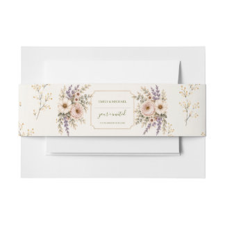 Elegante Wildblumen-Hochzeit Einladungsbanderole
