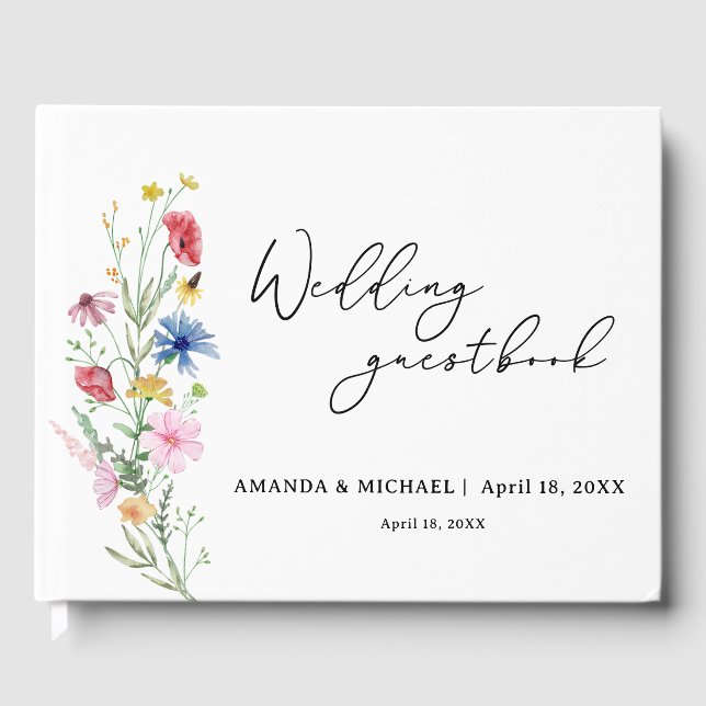 Elegante Wildblumen Hochzeit Gästebuch (Vorderseite)