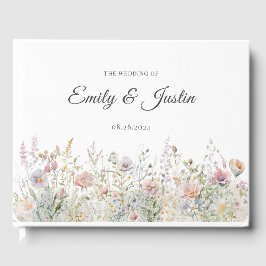 Elegante Wildblumen Hochzeit im Wasser Gästebuch