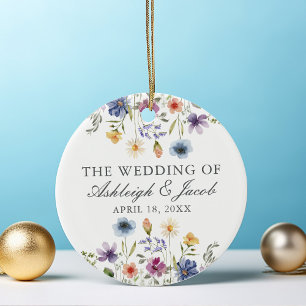 Elegante Wildblumen-Hochzeit individuell Weihnacht Keramik Ornament