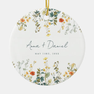 Elegante Wildblumen-Hochzeit Keramik Ornament