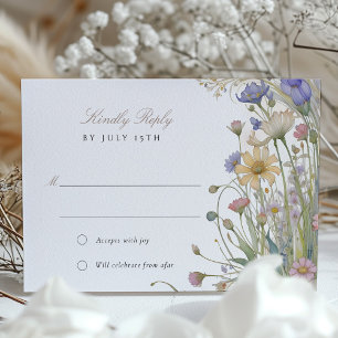 Elegante Wildblumen Hochzeit RSVP Card Pastel Einladung