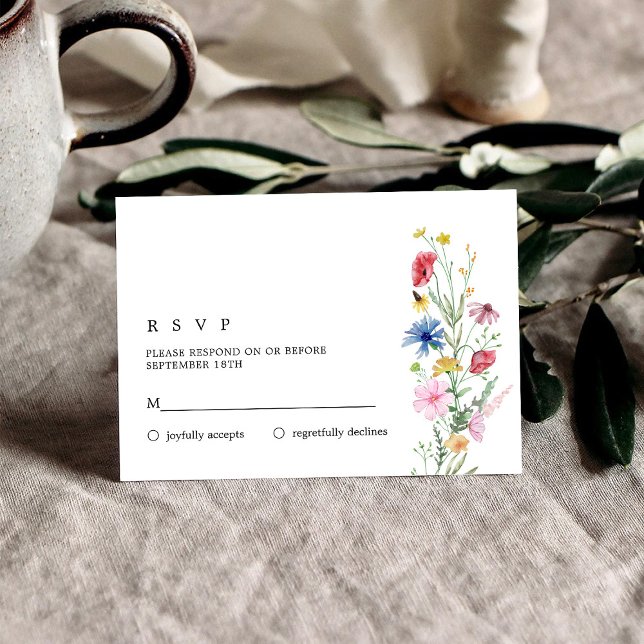 Elegante Wildblumen Hochzeit RSVP Karte (Von Creator hochgeladen)