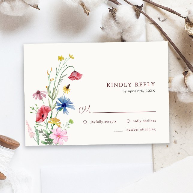 Elegante Wildblumen Hochzeit-RSVP-Karte RSVP Karte (Von Creator hochgeladen)