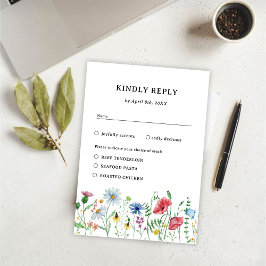 Elegante Wildblumen Hochzeit-RSVP-Karte RSVP Karte