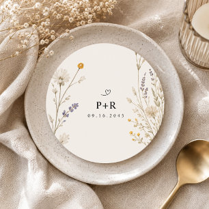 Elegante Wildblumen-Hochzeit Runder Aufkleber