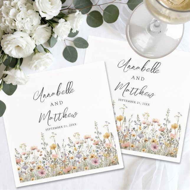 Elegante Wildblumen-Hochzeit Serviette (Elegant Wildflower Floral Wedding Napkins)