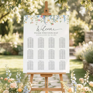 Elegante Wildblumen-Hochzeit Sitzplan Poster