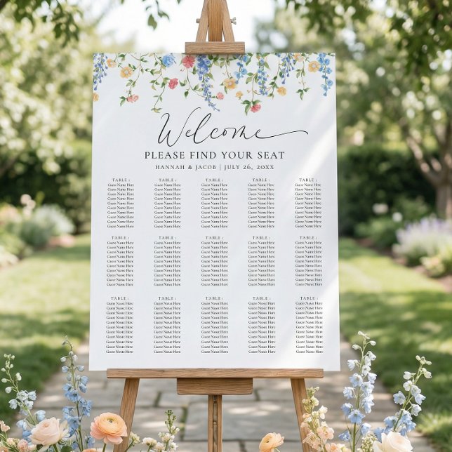 Elegante Wildblumen-Hochzeit Sitzplan Poster (Von Creator hochgeladen)