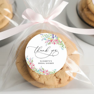 Elegante Wildblumen-Hochzeitdusch-Dankeschön Runder Aufkleber