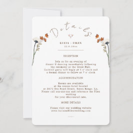 Elegante Wildblumen Hochzeitkarte für Detail Einladung