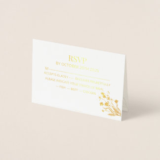Elegante Wildblumen-Hochzeits-RSVP-Karte Folienkarte