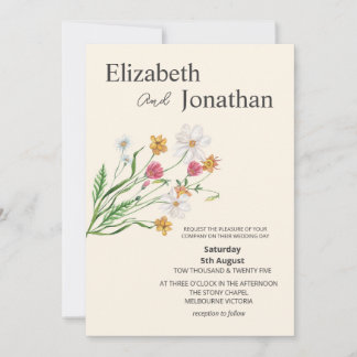 Elegante Wildblumen-Hochzeitseinladung Einladung