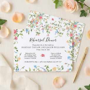 Elegante Wildblumen-Hochzeitsprobe-Dinner Einladung