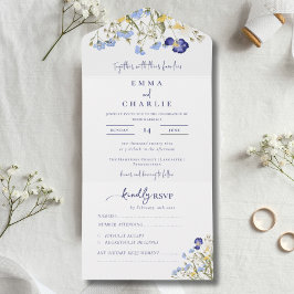 Elegante Wildblumen Kalligrafie Rustikale Hochzeit All In One Einladung