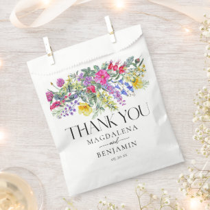 Elegante Wildblumen Kräuter Danke Namen Geschenktütchen