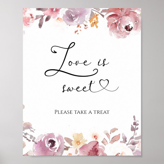 Elegante Wildblumen Liebe ist süßes Brautparty Poster (Vorne)