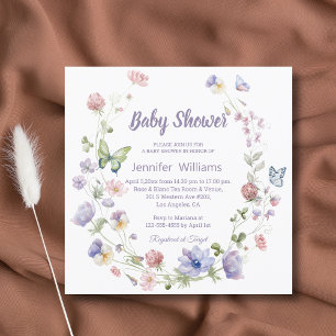 elegante Wildblumen lila schicke Mädchendusche Einladung