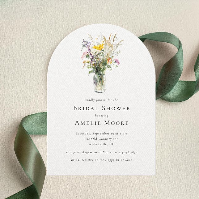 Elegante Wildblumen Mason Jar Brautparty Einladung (Von Creator hochgeladen)
