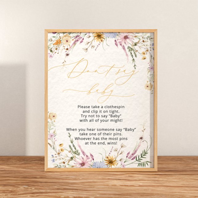 Elegante Wildblumen mit Blumen sagen kein Babypost Poster (Von Creator hochgeladen)