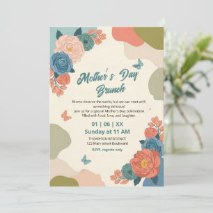 Elegante Wildblumen-Muttertags-Brunch-Einladung  Einladung