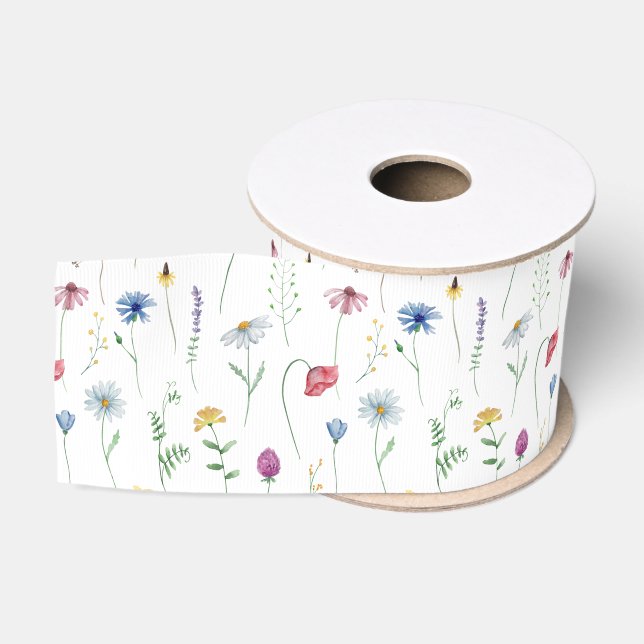 Elegante Wildblumen Ripsband (Spule)