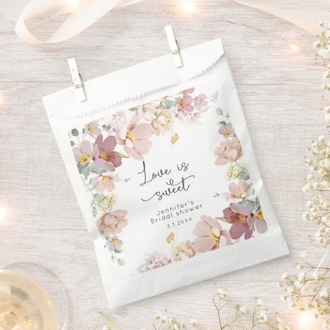 Elegante Wildblumen rosa Brautparty Geschenktütchen (Ausgeschnitten)