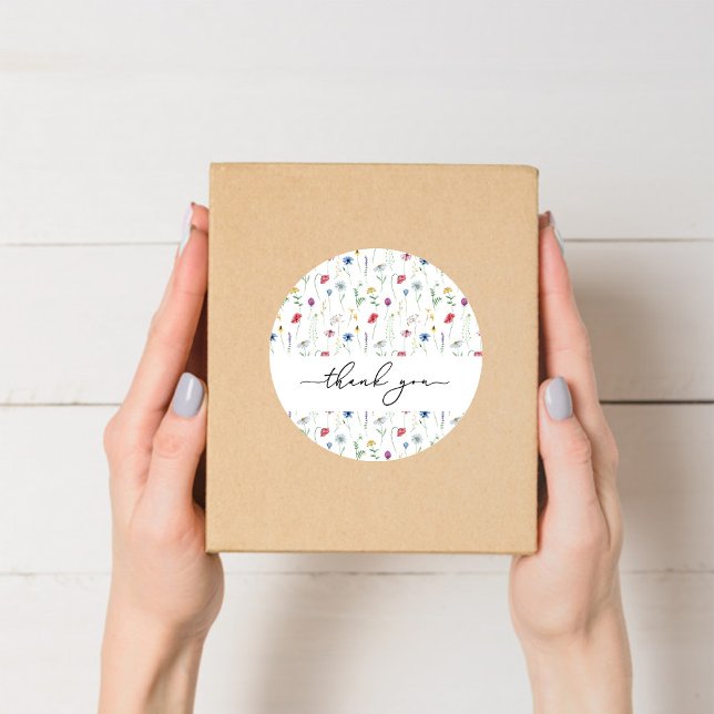 Elegante Wildblumen Runder Aufkleber (Von Creator hochgeladen)