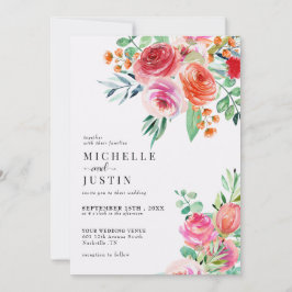 Elegante Wildblumen | Rustikale Foto-Hochzeit Einladung